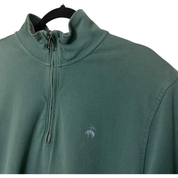 Brooks Brothers Men's 1/4 Zip Cotton Green Mock Neck Pullover Sweater Size L - Picture 4 of 7